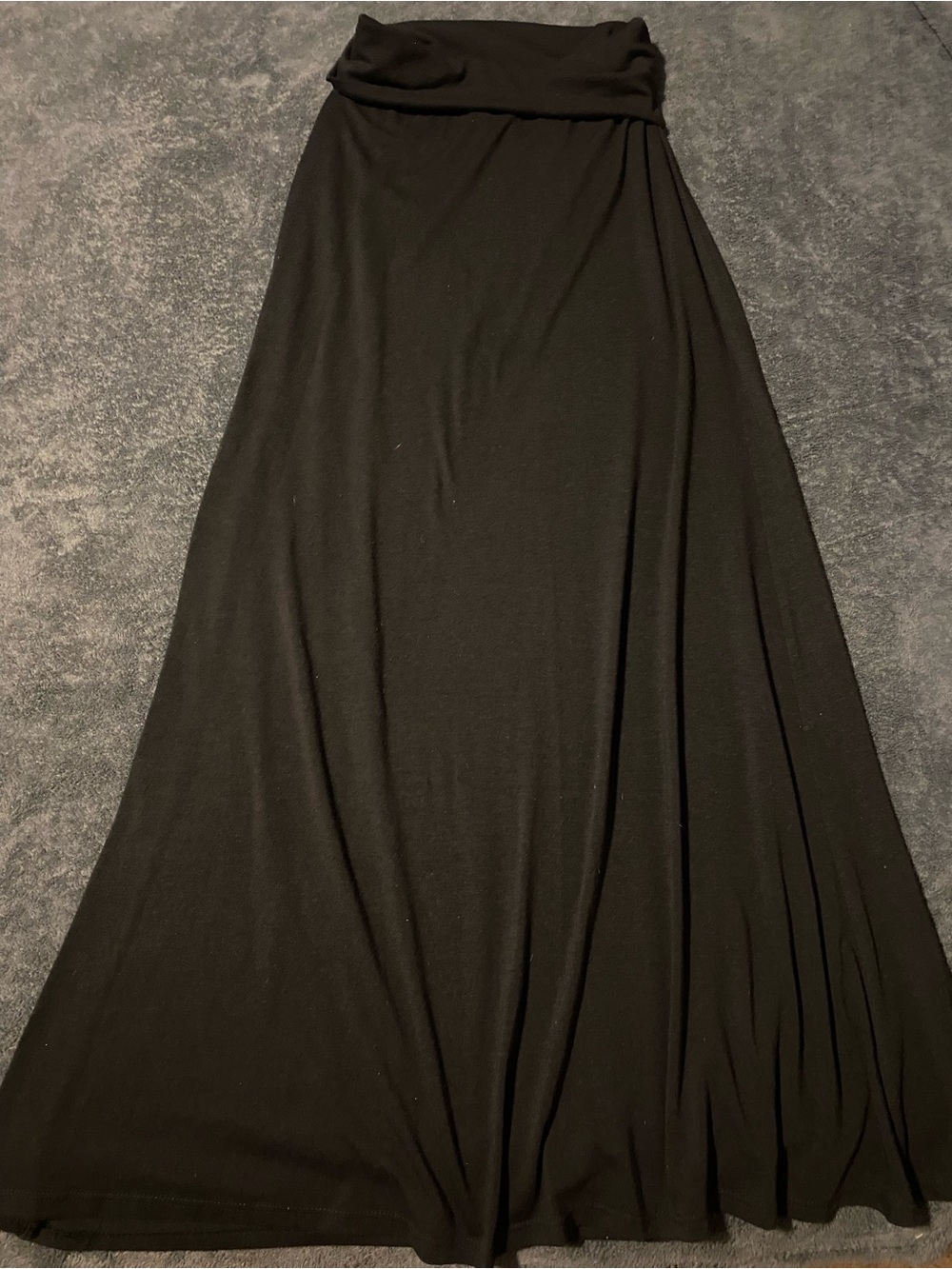 Lily Rose Black Maxi Skirt with Fold-Over Waistband